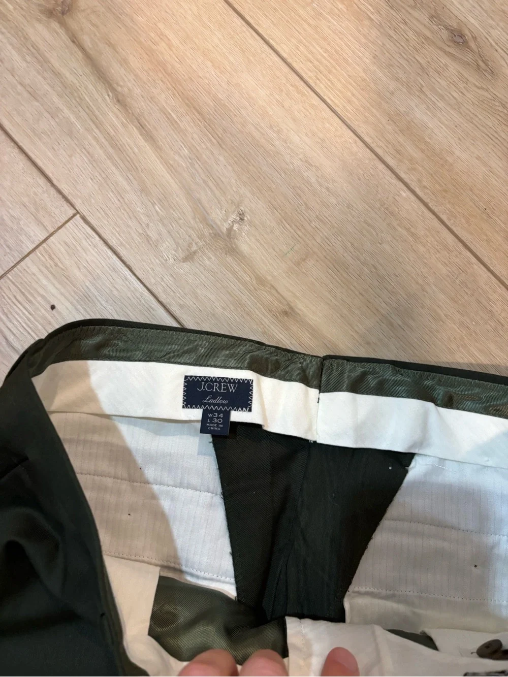 J Crew Ludlow Pants Men's 34x30 Italian Duca Visconti Fabric Green Cotton Nice